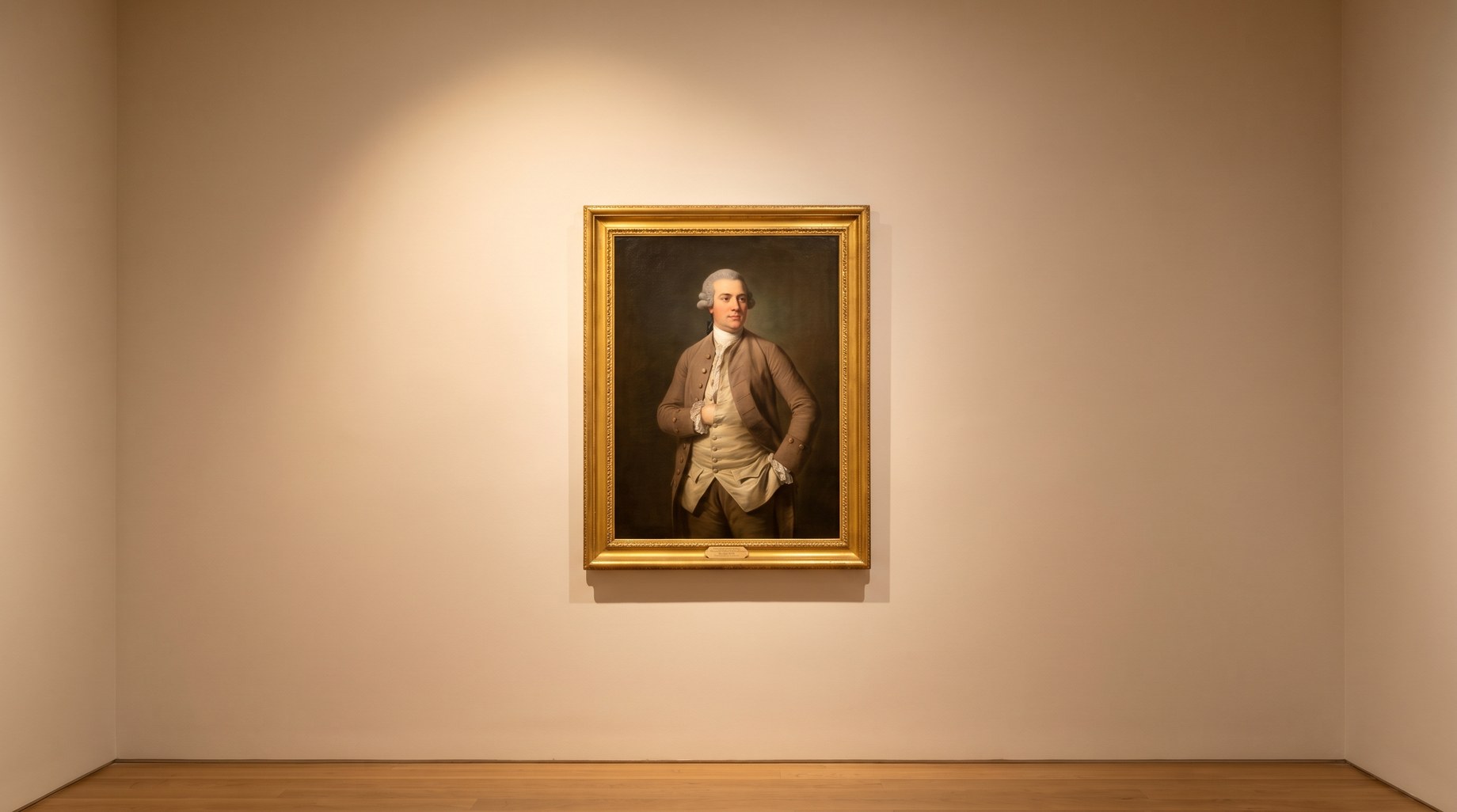 A framed artwork on a gallery wall